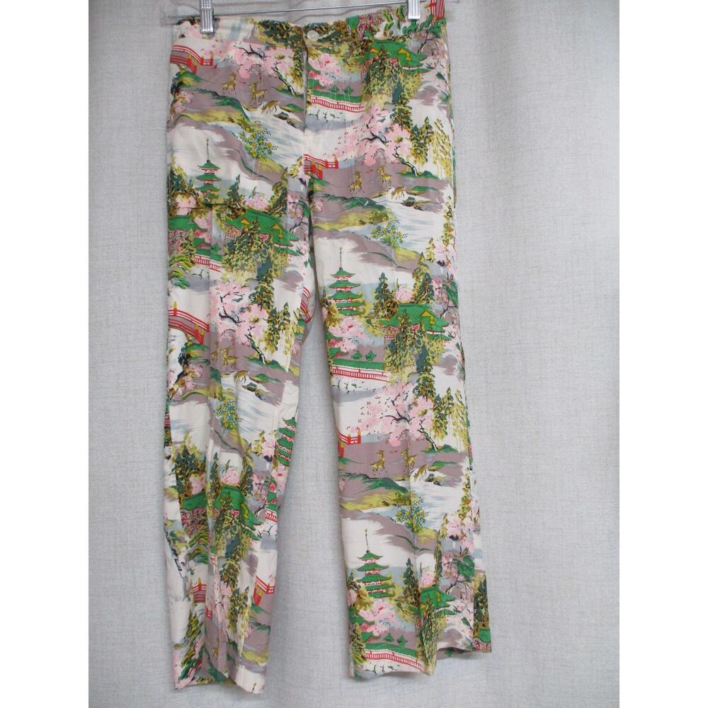 LUCKY BEACH Hula wear japanese print button fly pants sz S